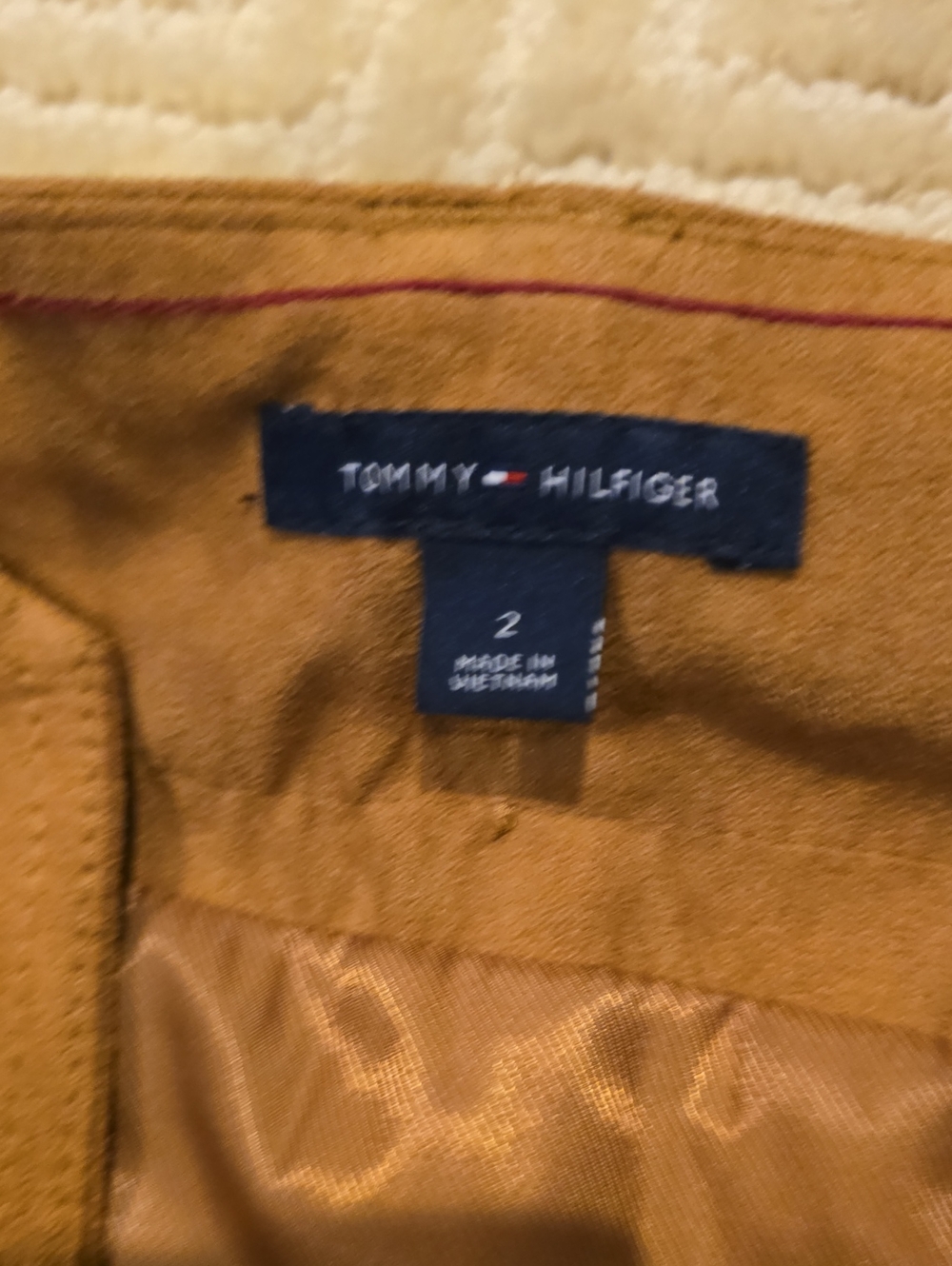 Tommy Hilfiger Tan Faux Suede A-Line Skirt with Belt, Size 2 - Picture 5 of 9